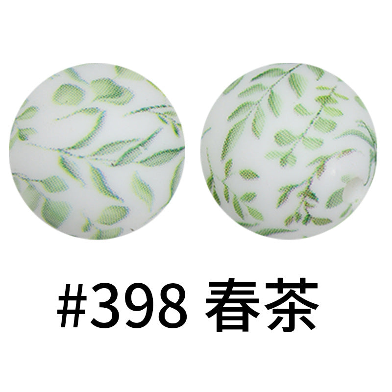 Wholesale 50pcs 16mm Print Silicone Beads Colorful Silicone Water Transfer Beads